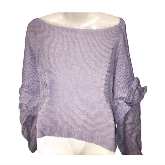 Ruffled Sleeve Beaded Knit Top - Picture 3 of 7